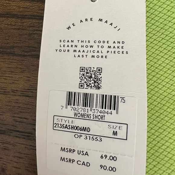 Maaji New Lime Green High-Waisted Athletic Shorts - Size M - Picture 4 of 7